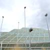 "Rain Catchers" Public Art Installation Biosphere 2, Castings of children's hands in recycled aluminum, Sizes range frog 4' to 15', 2012